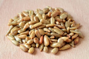 Heap of hulled sunflower seeds